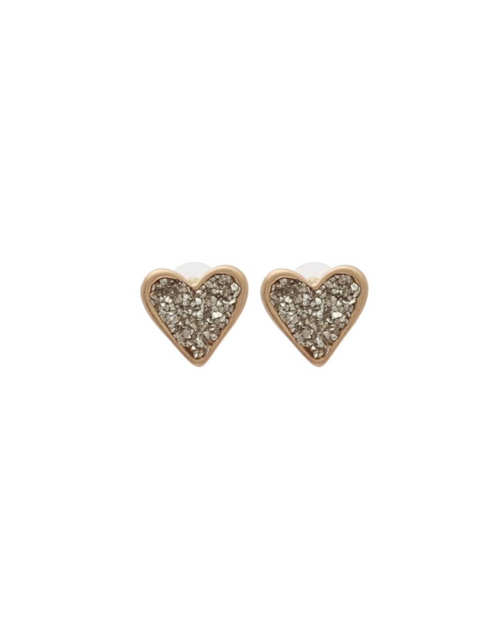 Merx Inc. Merx Crystal Heart Studs Gold