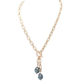 Merx Inc. Merx Double Agate Pendant Necklace Gold