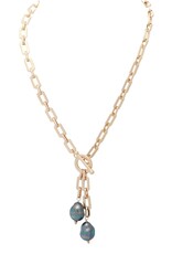 Merx Inc. Merx Double Agate Pendant Necklace Gold