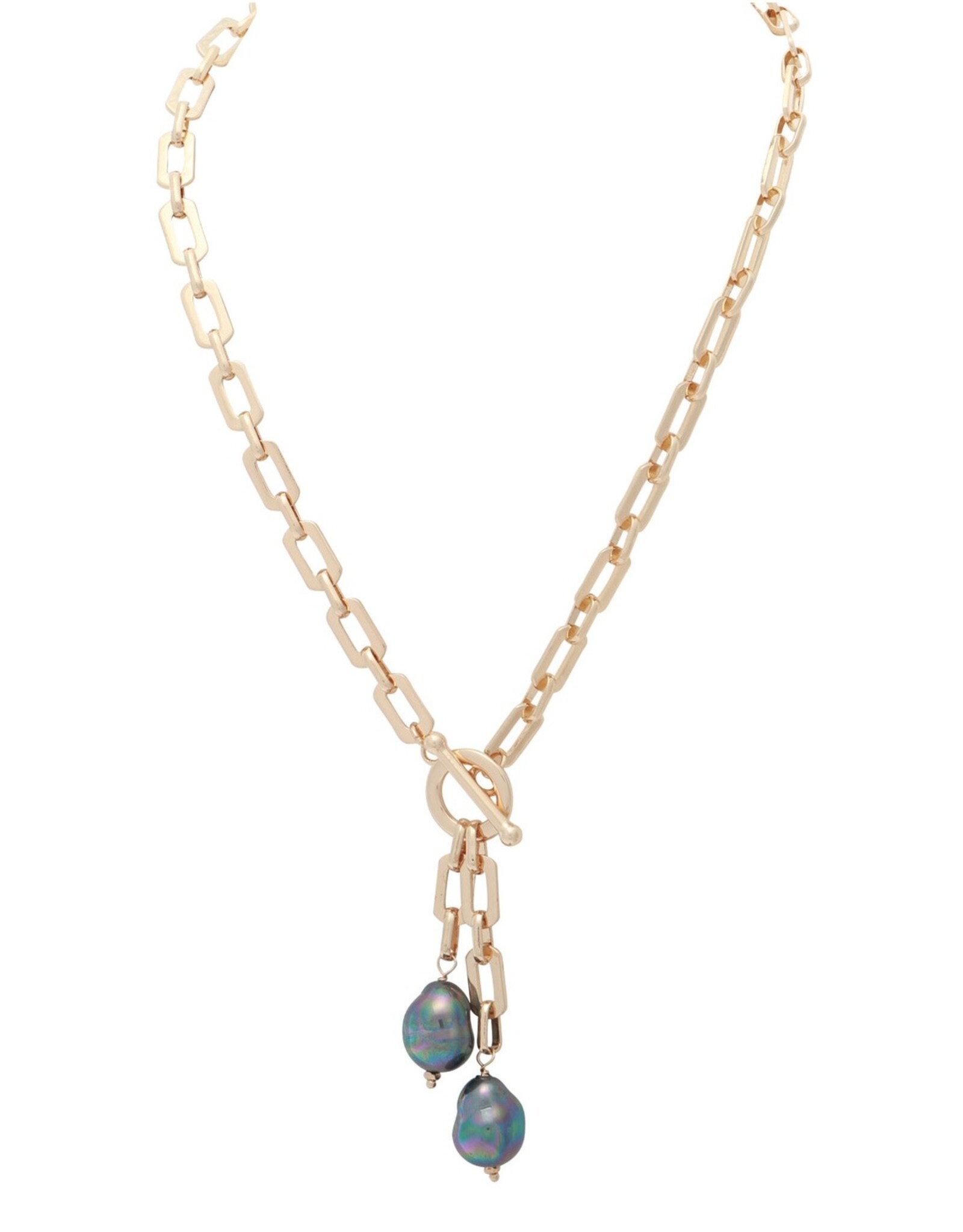 Merx Inc. Merx Double Agate Pendant Necklace Gold