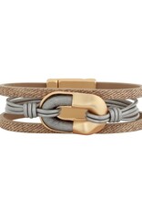 Merx Inc. Merx Oval Detail Leather Bracelet Gold