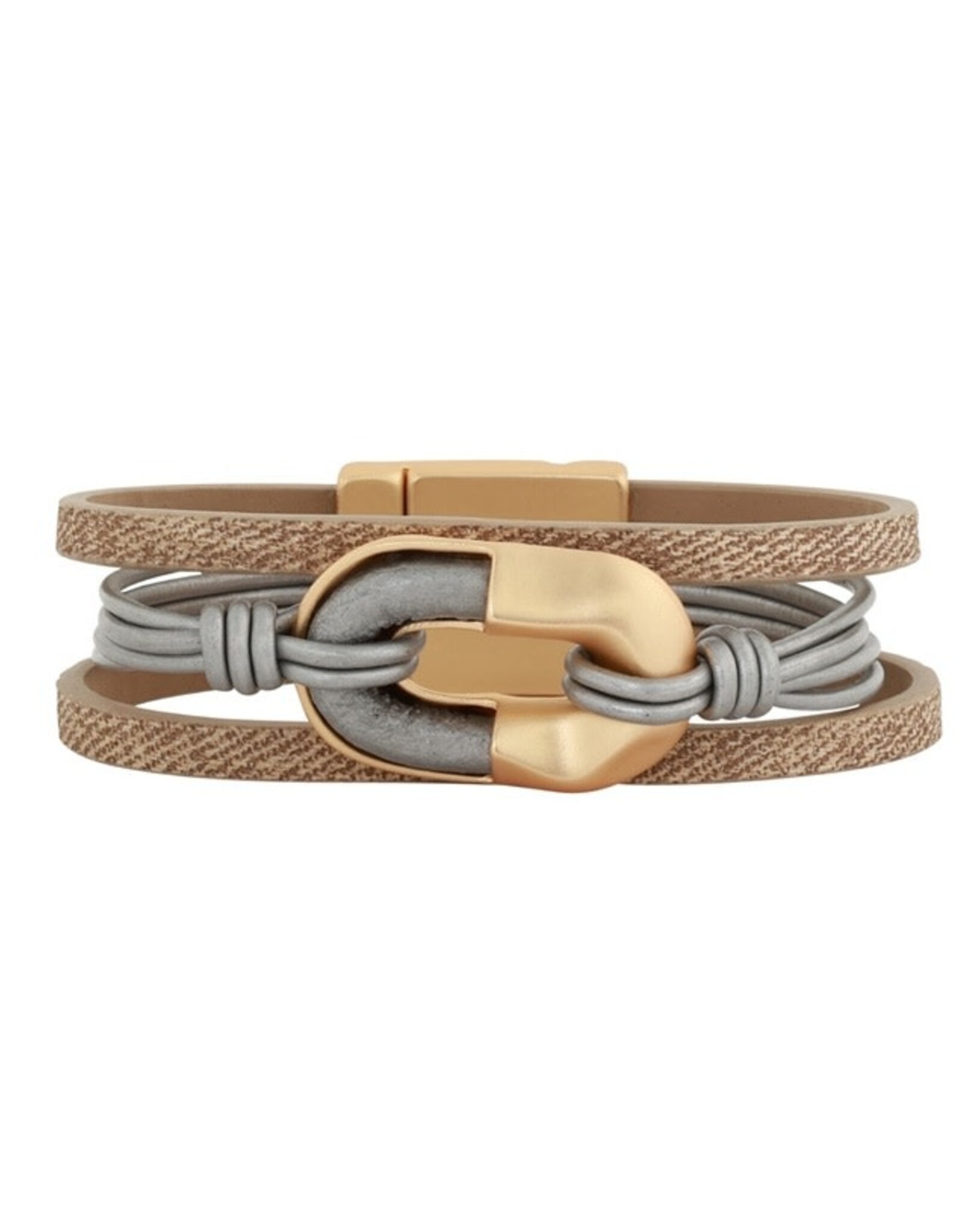 Merx Inc. Merx Oval Detail Leather Bracelet Gold
