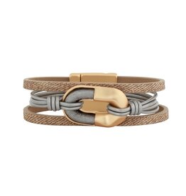 Merx Inc. Merx Oval Detail Leather Bracelet Gold