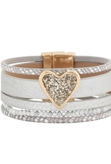 Merx Inc. Merx Crystal Heart Bracelet White