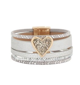 Merx Inc. Merx Crystal Heart Bracelet White