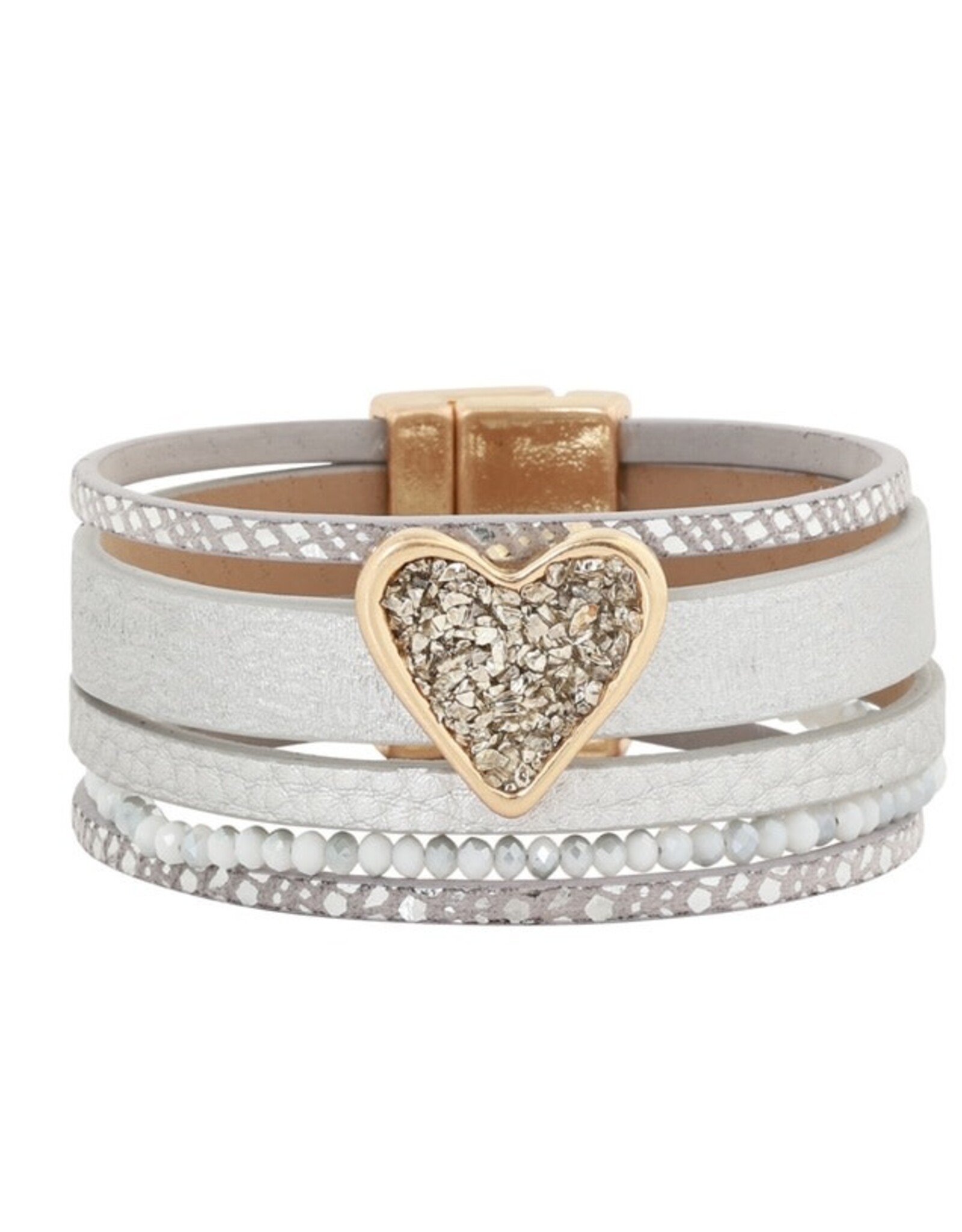 Merx Inc. Merx Crystal Heart Bracelet White