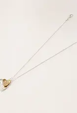 By Chance ByChance Sort Double Hammered Heart Neckalce Silver Gold