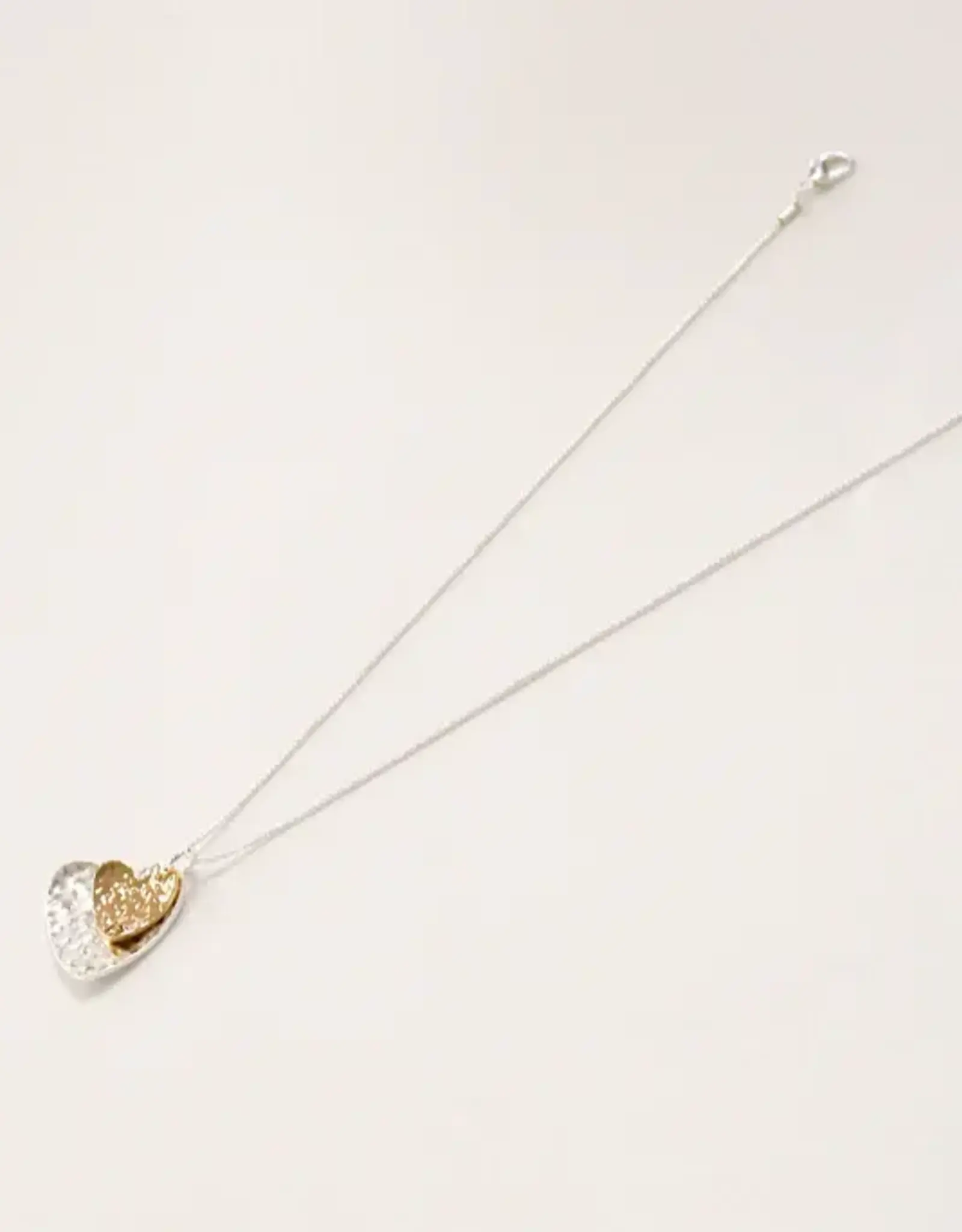 By Chance ByChance Sort Double Hammered Heart Neckalce Silver Gold