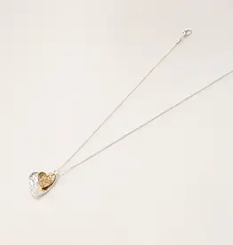 By Chance ByChance Sort Double Hammered Heart Neckalce Silver Gold