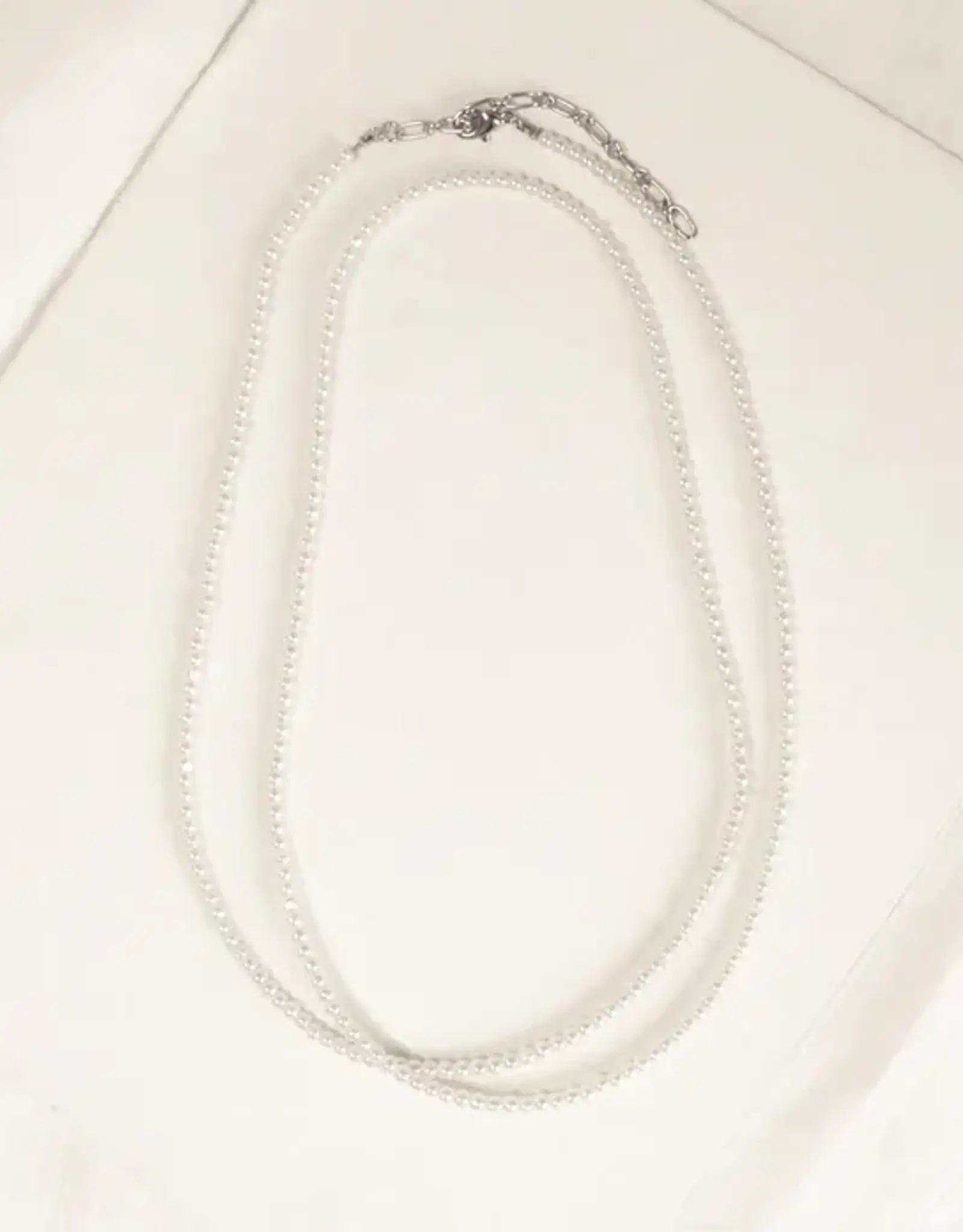 By Chance ByChance Long Pearl Necklace - Silver