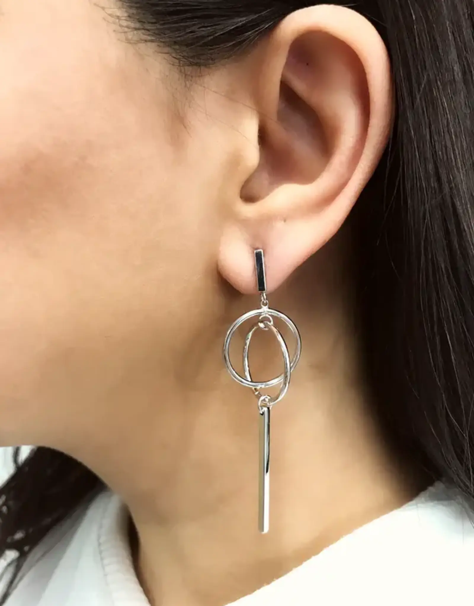 By Chance ByChance Loop Bar Style Earrings Silver