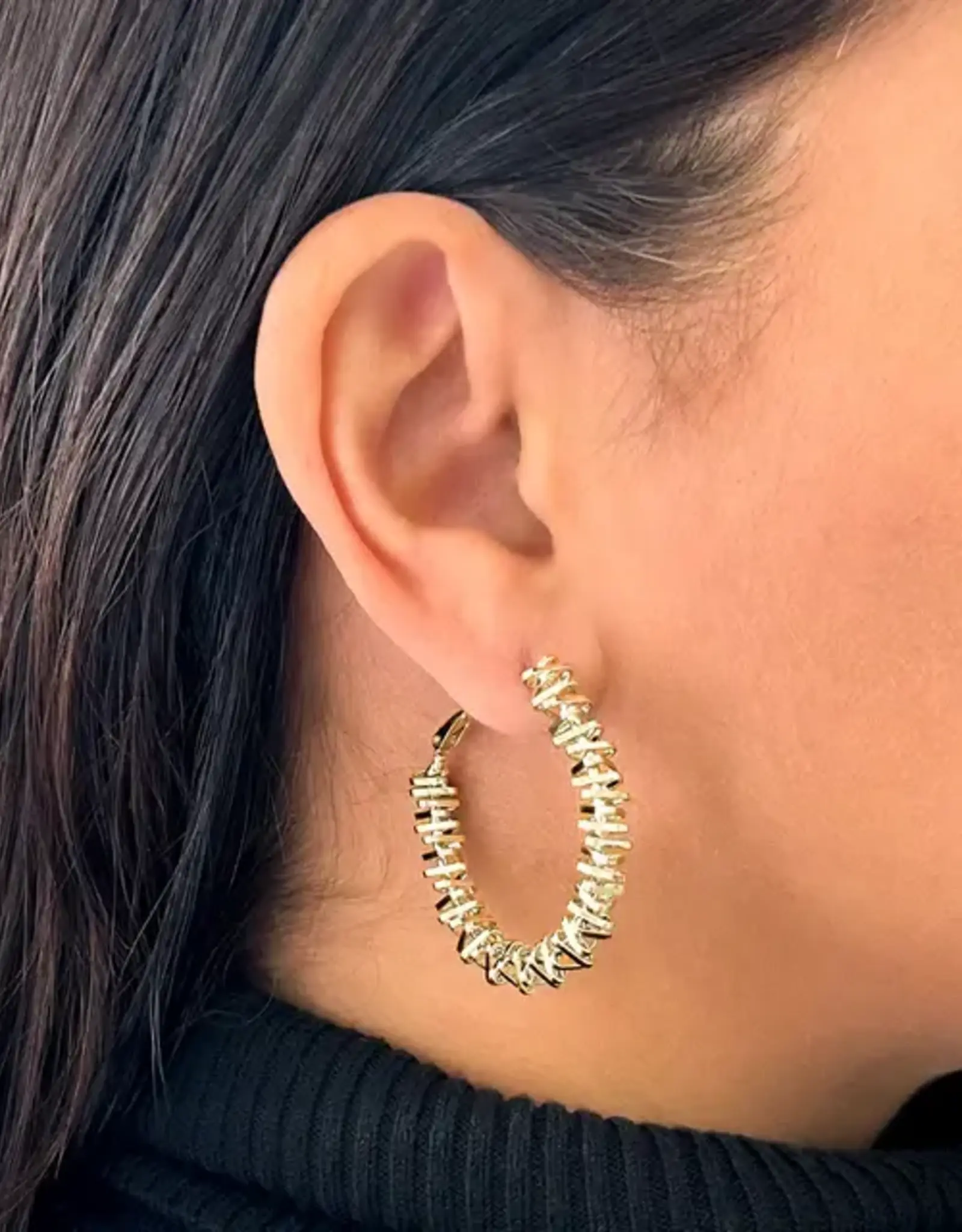 By Chance ByChance Beaded Hoops Gold