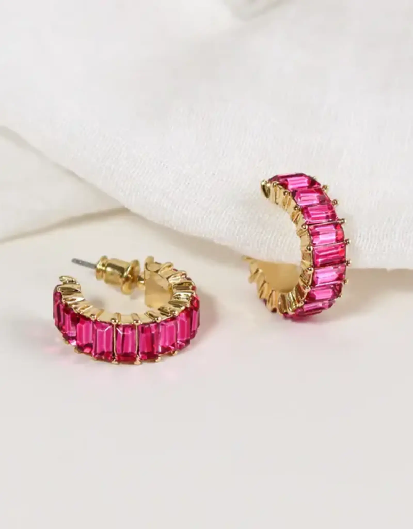By Chance ByChance Rec. Crystal Hoop Pink and Gold Hoops