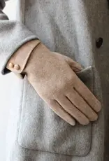 By Chance ByChance Microsuede Gloves w Button Detail Beige