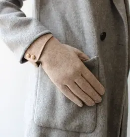 By Chance ByChance Microsuede Gloves w Button Detail Beige