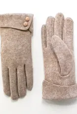 By Chance ByChance Microsuede Gloves w Button Detail Beige