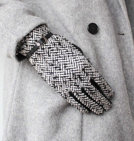 By Chance ByChance Chevron Gloves w Crystal Buckle Detail Black