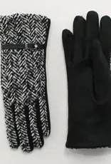 By Chance ByChance Chevron Gloves w Crystal Buckle Detail Black