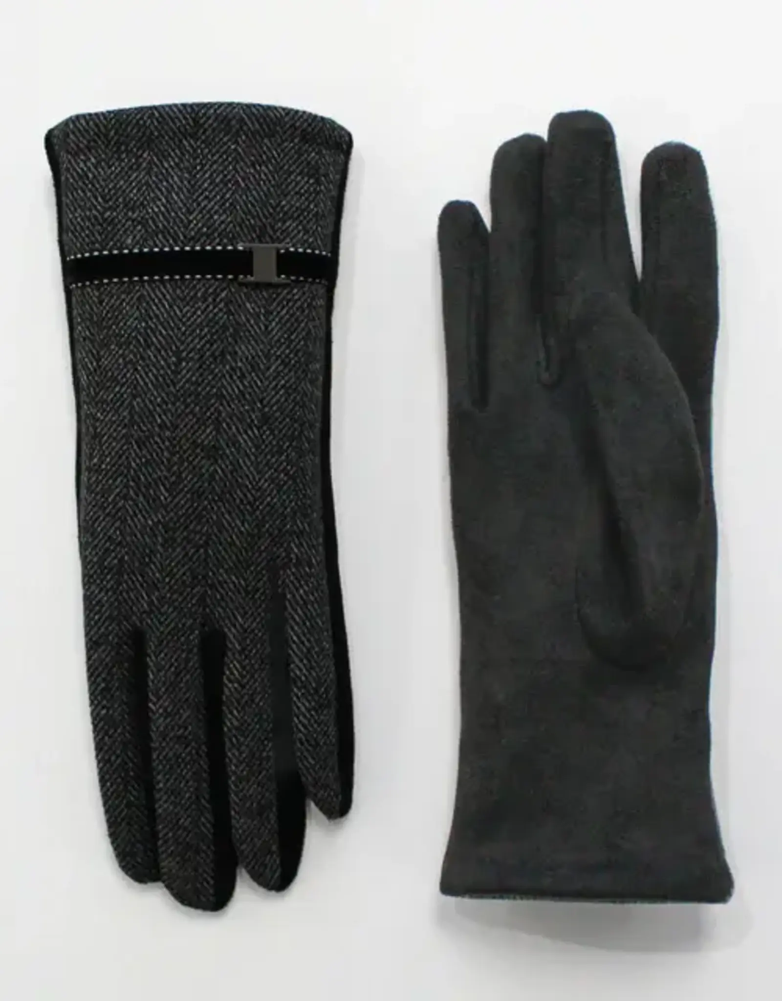 By Chance ByChance Classic Small Chevron Gloves w Buckle Detail Black