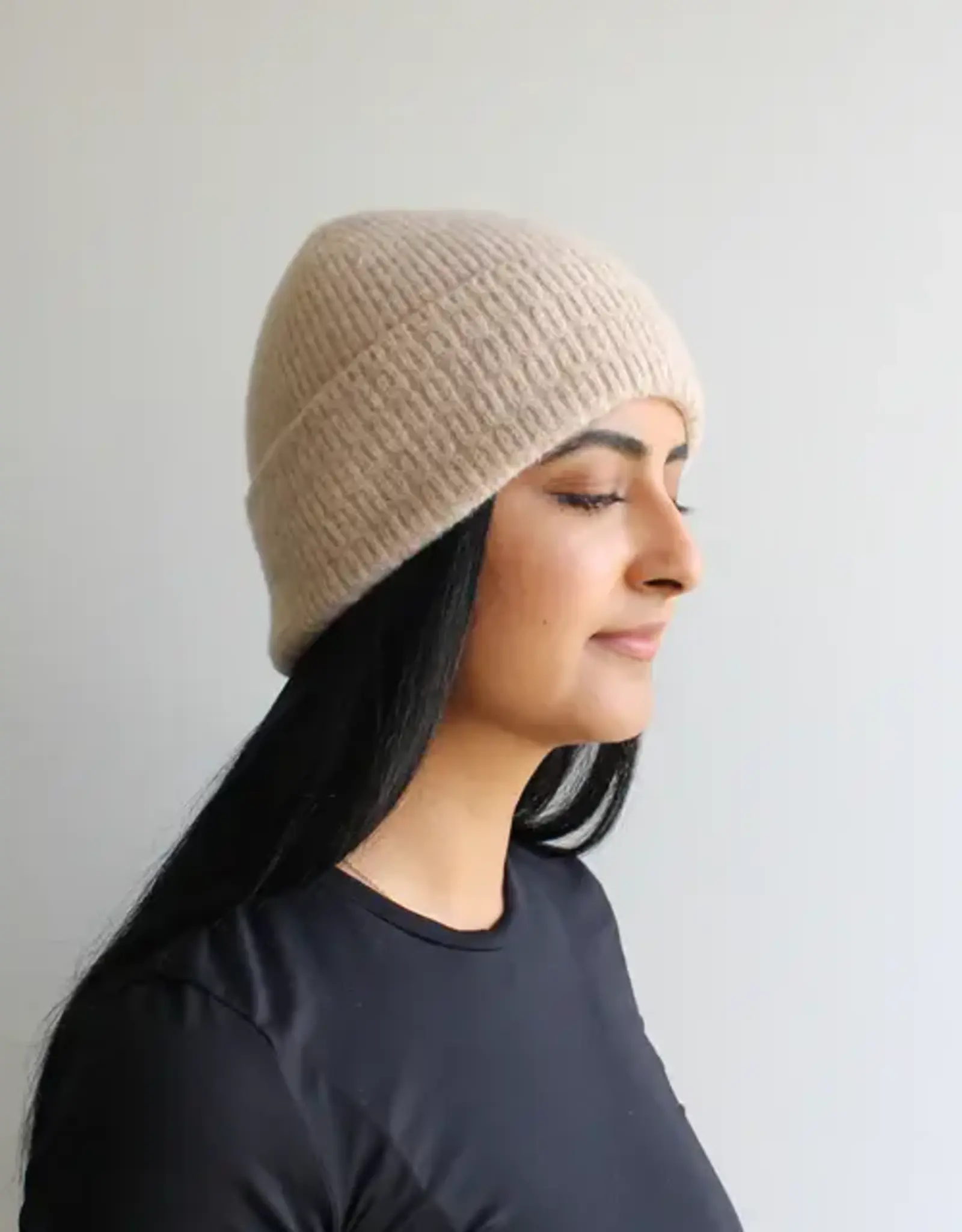 By Chance ByChance Wool Blend Fine Knit Hat Beige