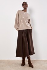 Apricot Daisy Embroidered Ribbed Jumper