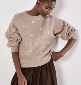 Apricot Daisy Embroidered Ribbed Jumper