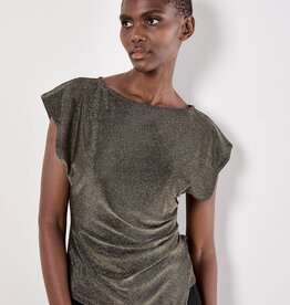 Apricot Sparkle Side Ruched Wrap Top