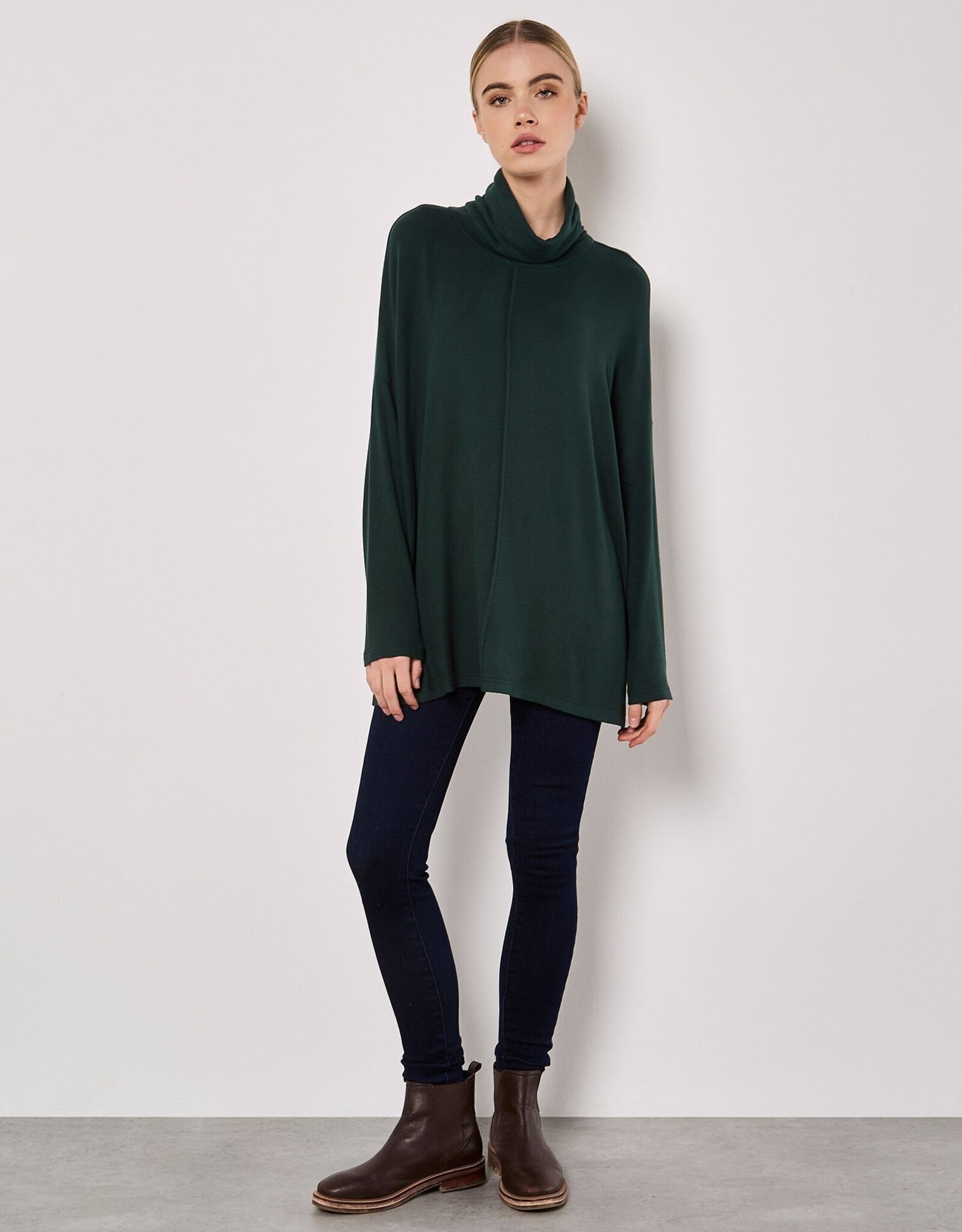 Apricot Soft Touch Mock Nk Oversized Top