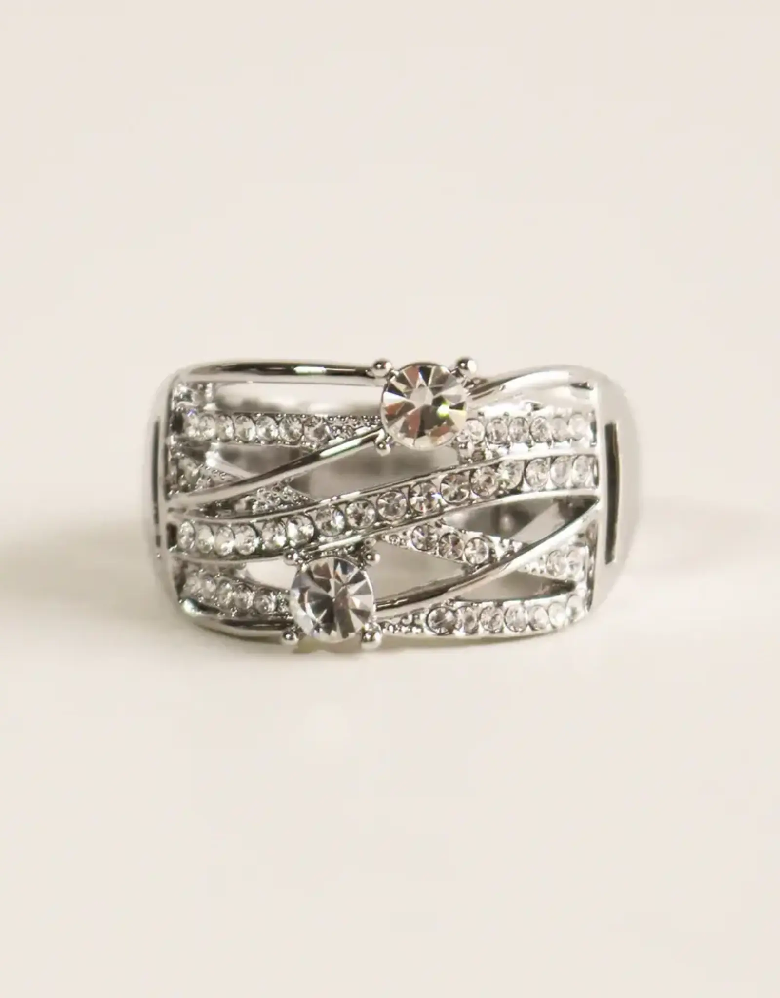 By Chance ByChance Milti-Layer CZ Stone Stretch Ring Silver