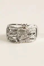 By Chance ByChance Milti-Layer CZ Stone Stretch Ring Silver