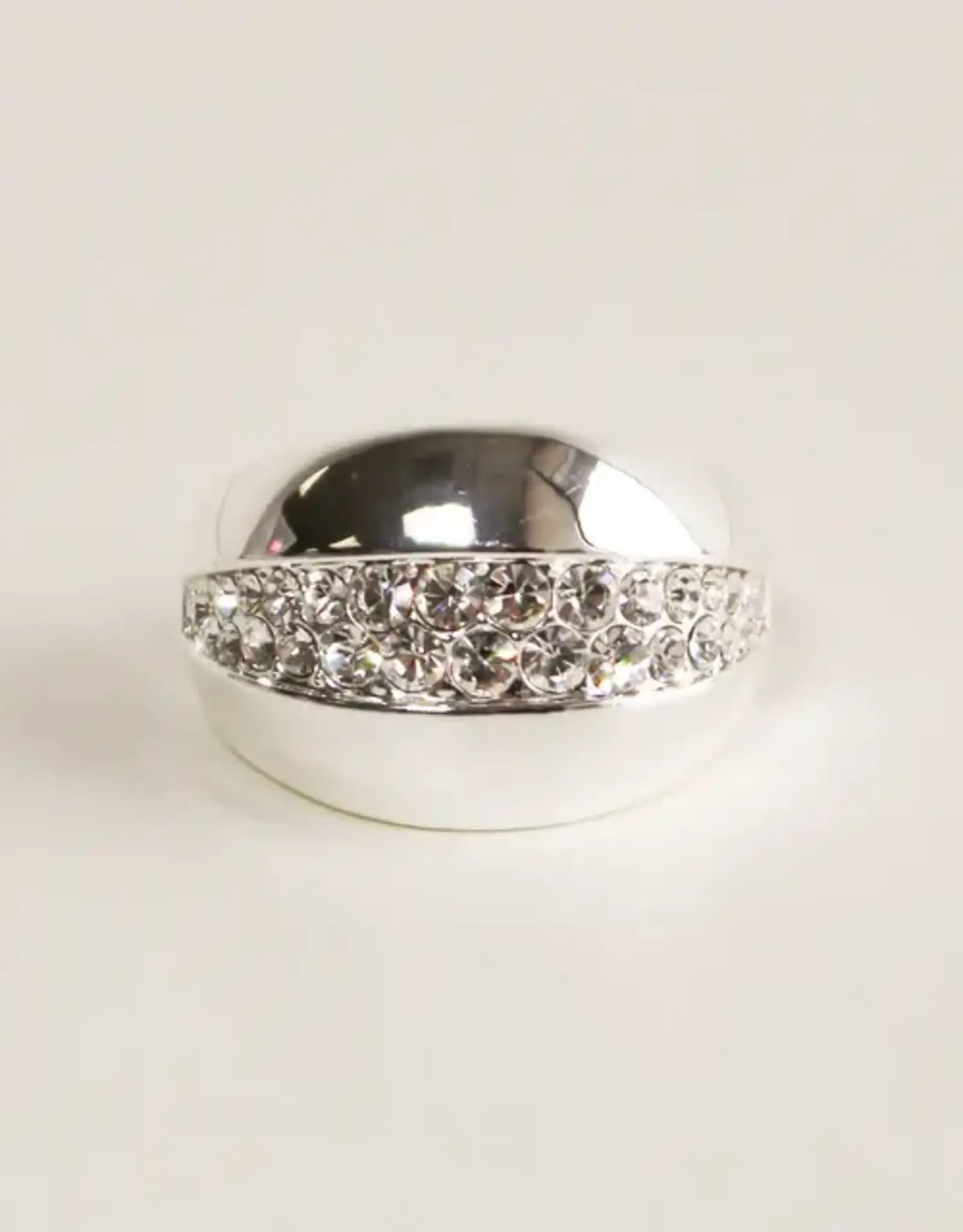 By Chance ByChance Chunky CZ Stone Stretch Ring Silver