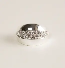 By Chance ByChance Chunky CZ Stone Stretch Ring Silver
