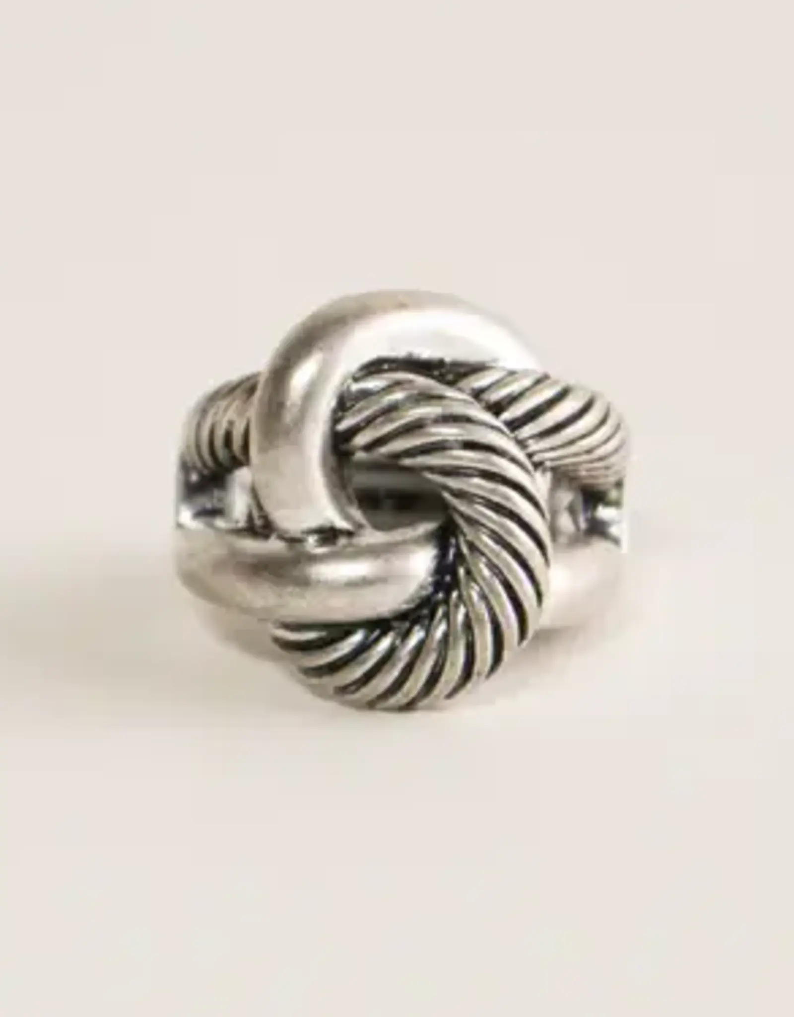 By Chance ByChance Oxidized Roped Knot Stretch Ring Silver