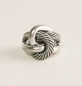 By Chance ByChance Oxidized Roped Knot Stretch Ring Silver
