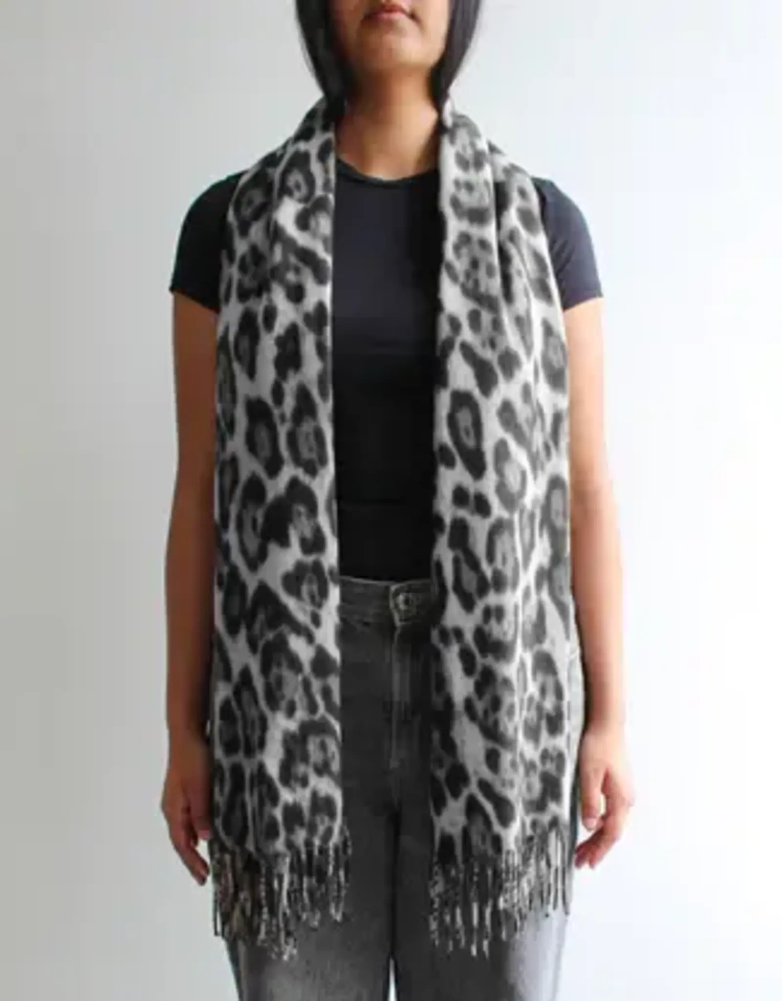 By Chance ByChance Roxanne Animal Print Scarf Grey