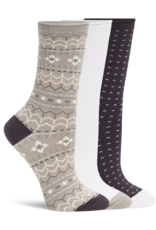 Lemon Loungewear Recycled Pillow Crew Socks - Tan Combo