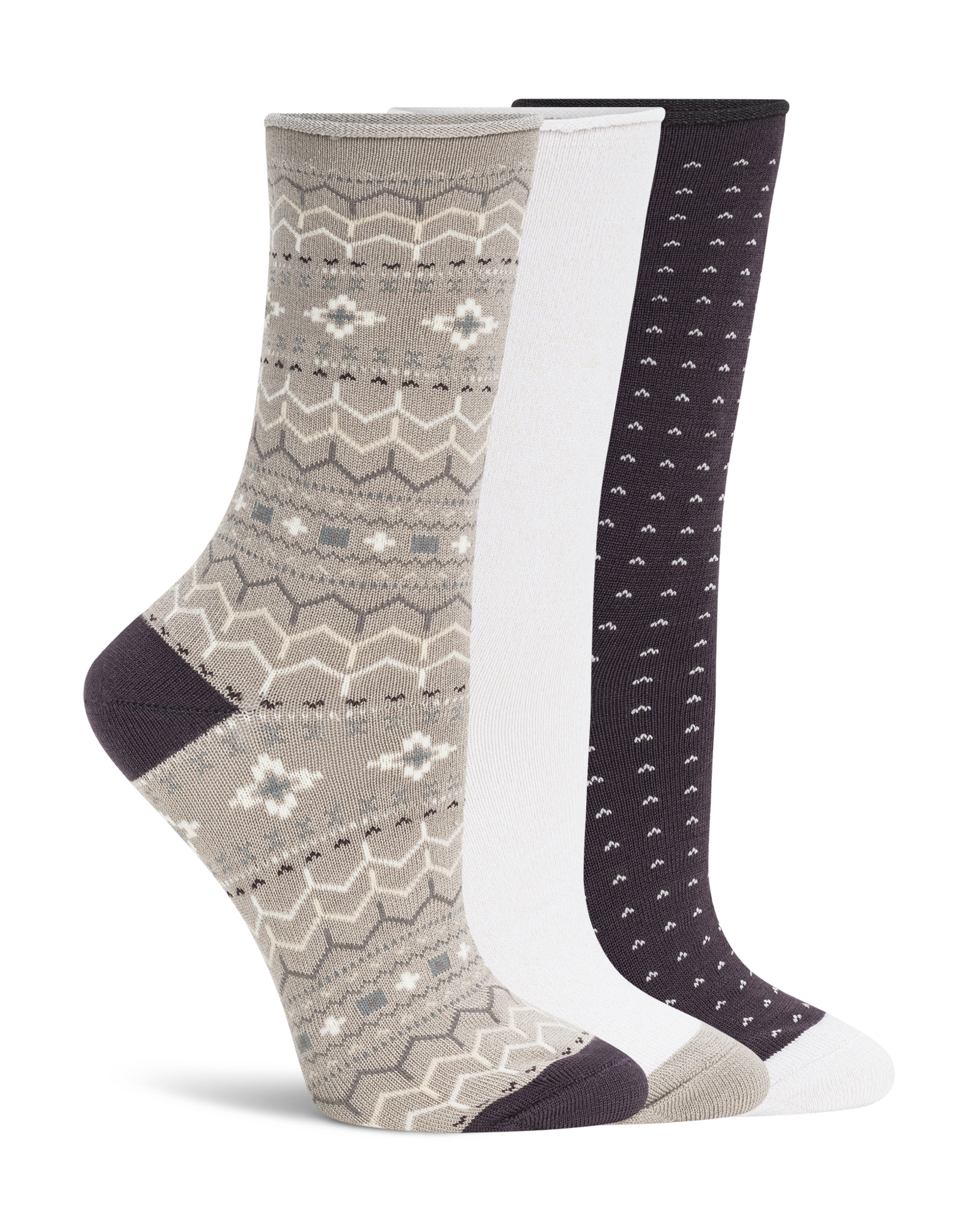 Lemon Loungewear Recycled Pillow Crew Socks - Tan Combo