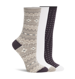 Lemon Loungewear Recycled Pillow Crew Socks - Tan Combo