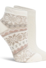 Lemon Loungewear 2 Pk Non Terry Snow Day Double Layer Socks - Sand