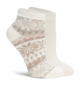 Lemon Loungewear 2 Pk Non Terry Snow Day Double Layer Socks - Sand