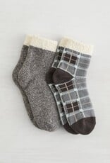 Lemon Loungewear 2PK Double Layer Crew - Brown Blue