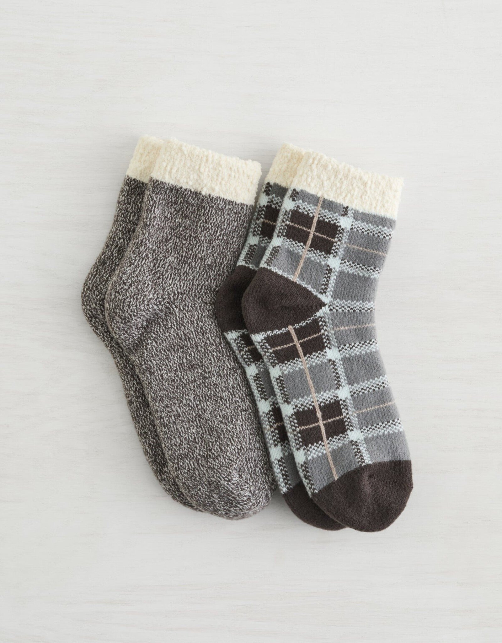 Lemon Loungewear 2PK Double Layer Crew - Brown Blue