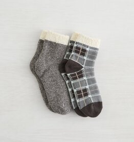 Lemon Loungewear 2PK Double Layer Crew - Brown Blue