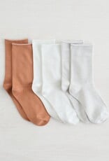 Lemon Loungewear Recycled Pillow Crew Socks - Medium Brown