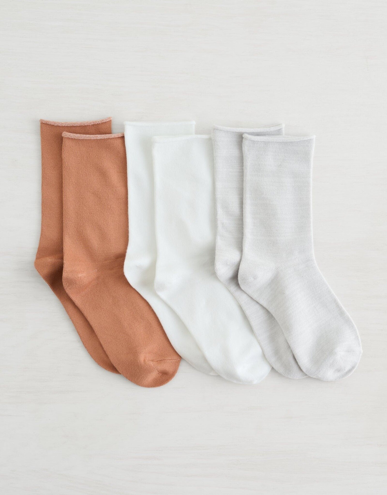 Lemon Loungewear Recycled Pillow Crew Socks - Medium Brown