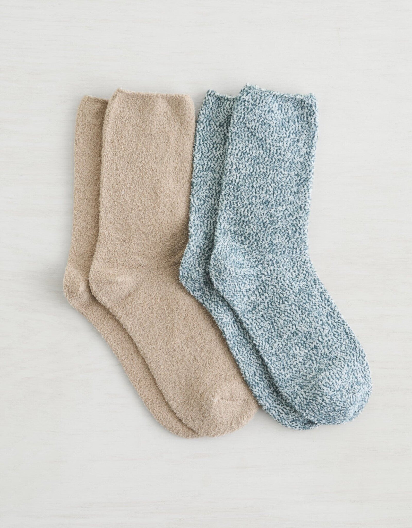 Lemon Loungewear Non Terry Cozy Crew Socks - Navy Combo