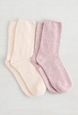 Lemon Loungewear Non Terry Cozy Crew Socks - Red Pink