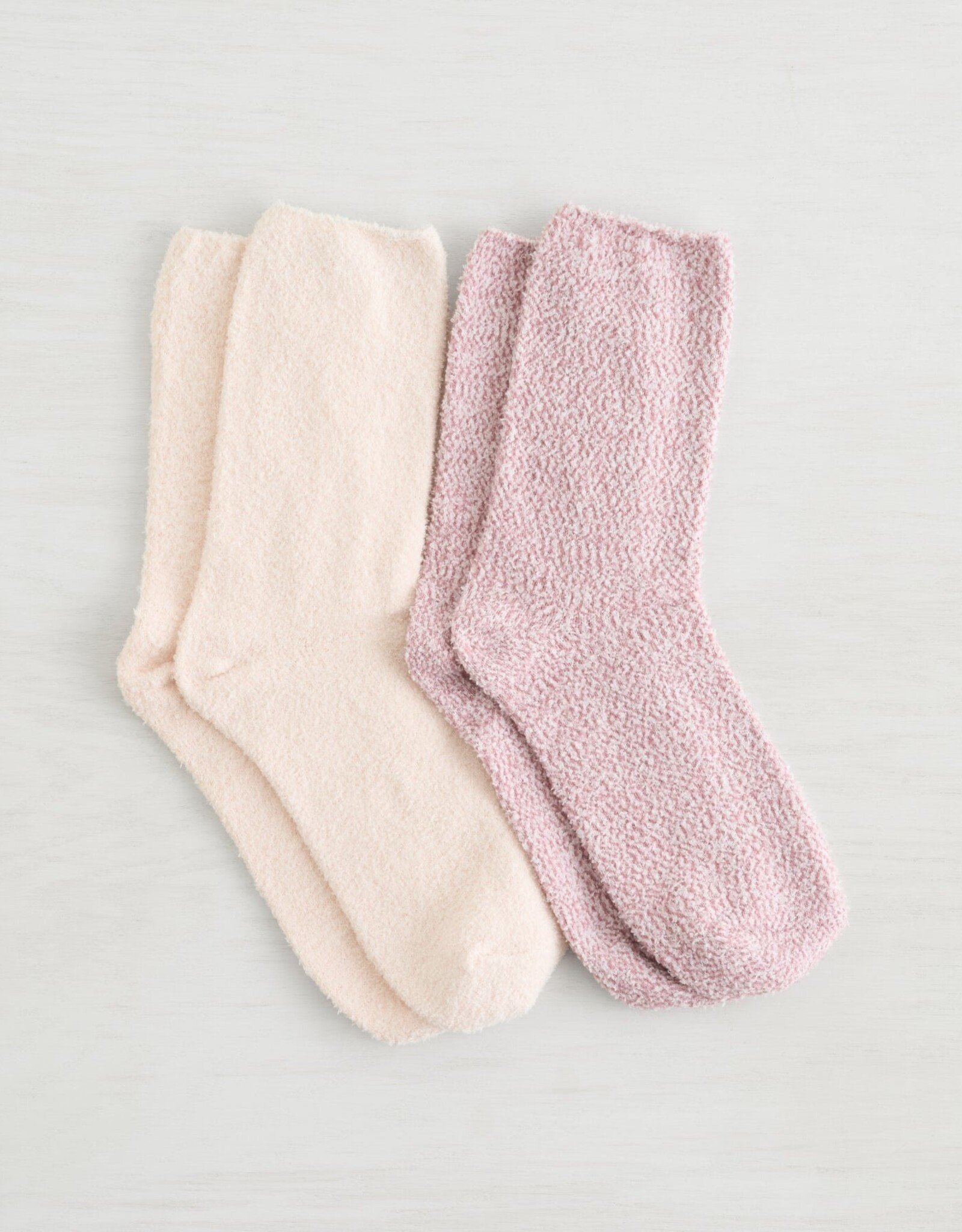 Lemon Loungewear Non Terry Cozy Crew Socks - Red Pink