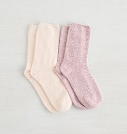 Lemon Loungewear Non Terry Cozy Crew Socks - Red Pink