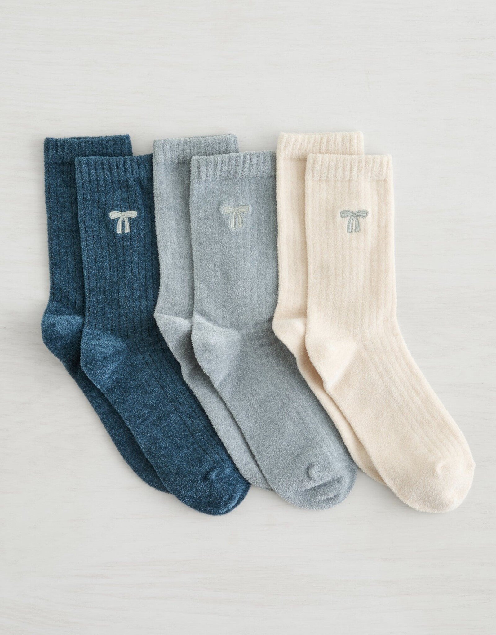 Lemon Loungewear 3Pk Non Terry Velvelt Cozy - Blue/Grey